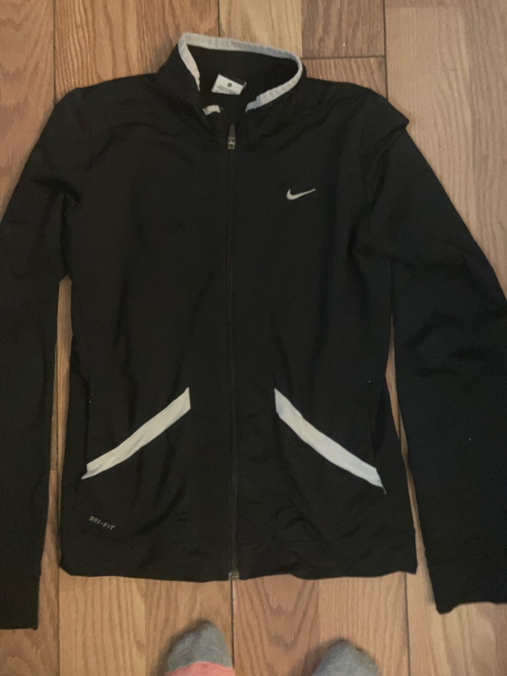 Nike Black Bomber Jacket with White Accent Trim